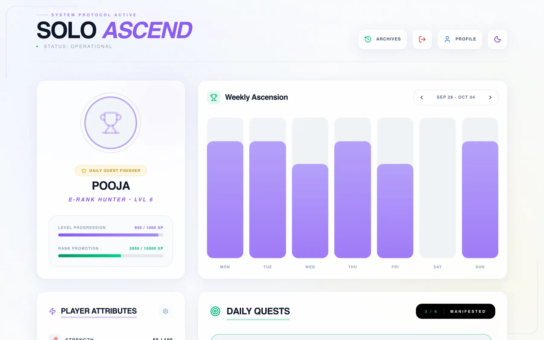 Dashboard in the light theme