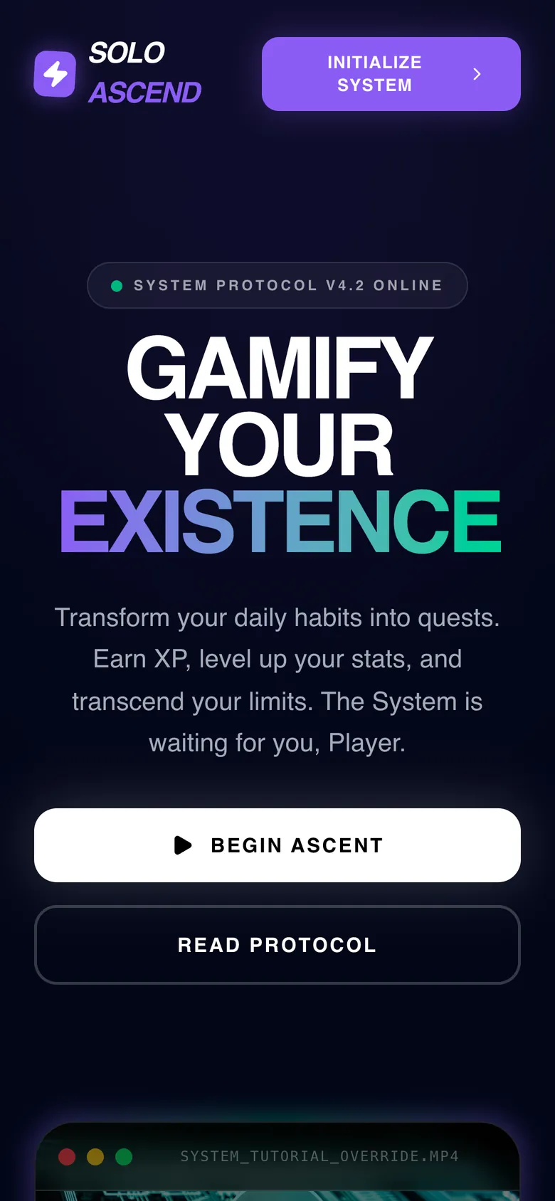Solo Ascend landing page on a phone