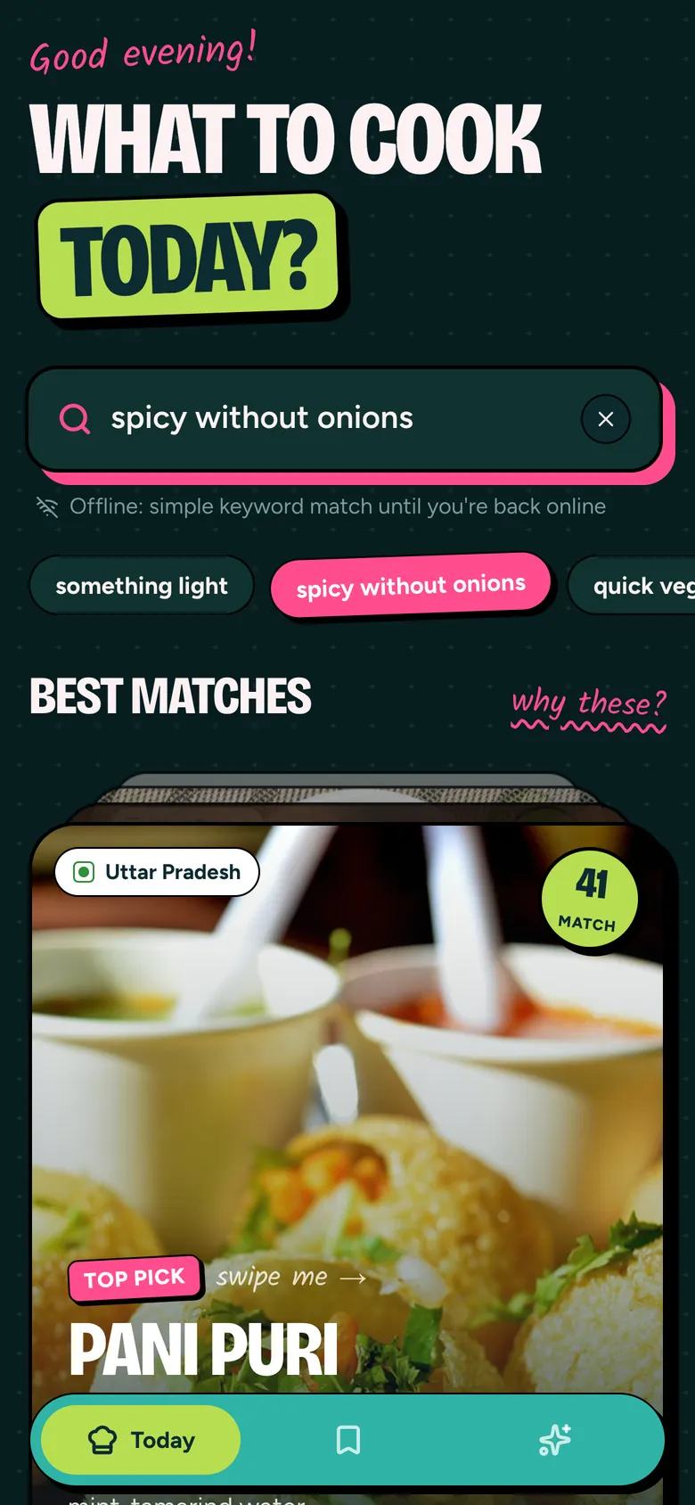 Offline mode with a labelled keyword match