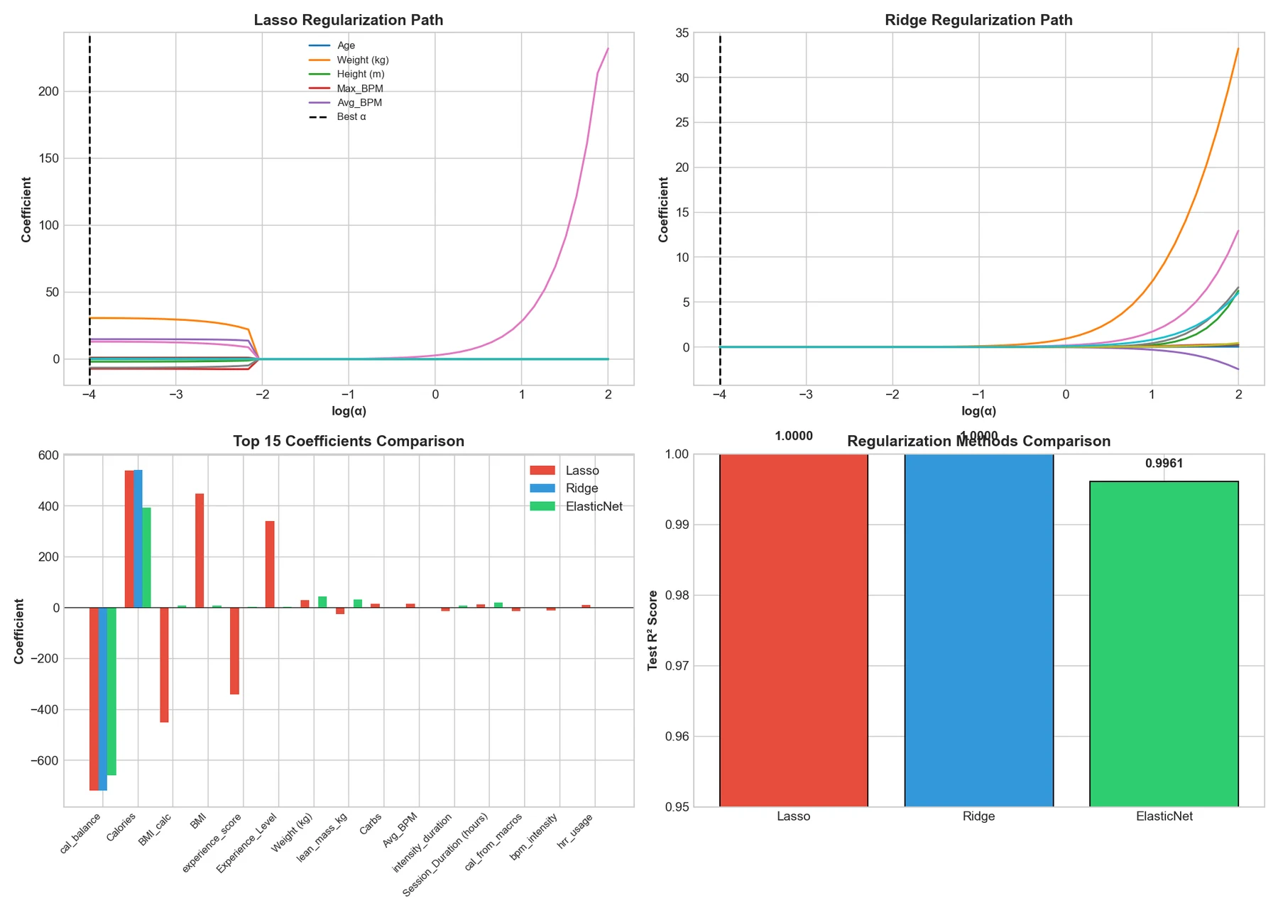 Lasso and Ridge regularisation paths and the largest coefficients
