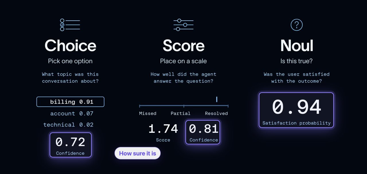 Choice, Score and Noul examples, each with a confidence value