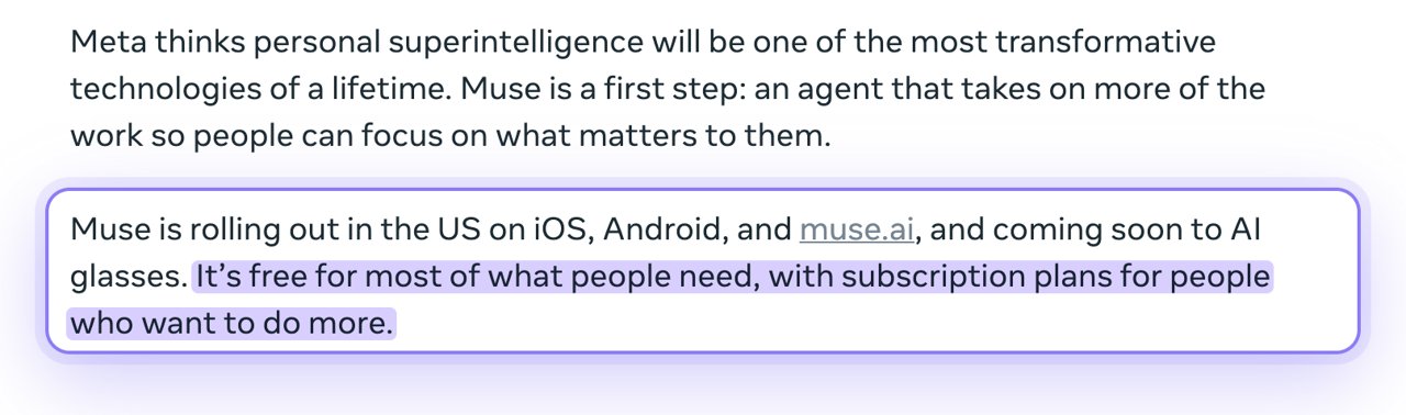 Meta: It's free for most of what people need, with subscription plans